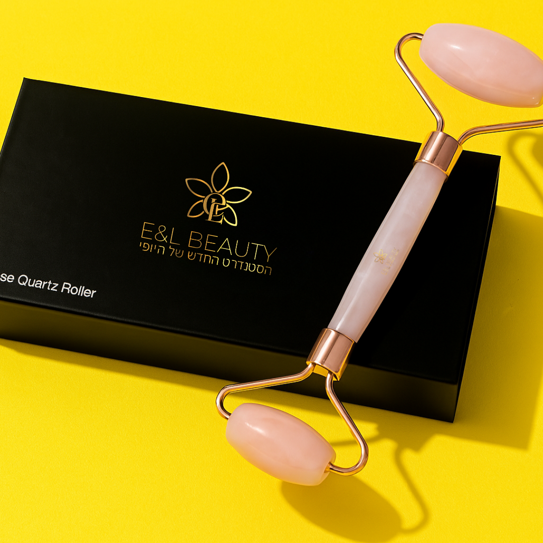 רולר רוז קוורץ דו צדדי פרמיום 100% טבעי – E-L-Beauty | להפחתת נפיחות, שיפור מראה העור והפחתת קמטים E-L-Beauty